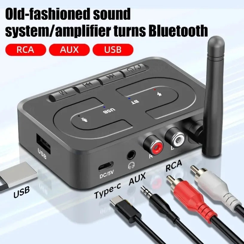 Bluetooth 6.0 Audio Receiver 3.5mm AUX RCA With Mic HIFI Stereo Wireless Adapter Support USB U-Disk For Car Speaker Amp Oasis Select