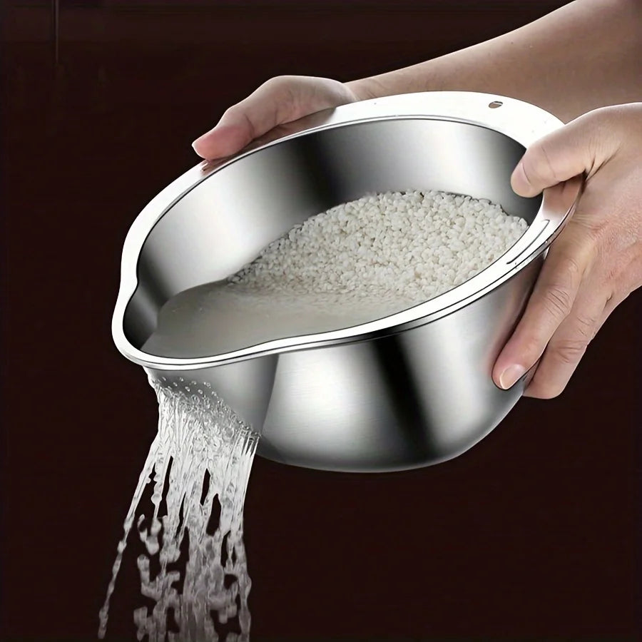 1pc Stainless Steel Fine Mesh Strainer - Multi-Purpose Rice Washer & Vegetable Fruit Sieve Bowl for Kitchen Food Drainer, Pasta Oasis Select