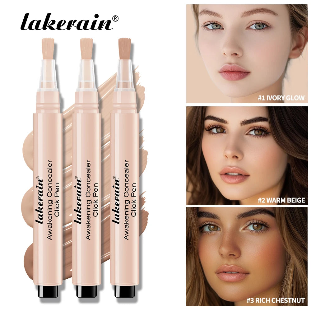 Waterproof Concealer Click Pen 3 Colors Natural Glowing Lightweight Full Coverage Sweat Proof Concealer Pencil Woman Makeup Oasis Select