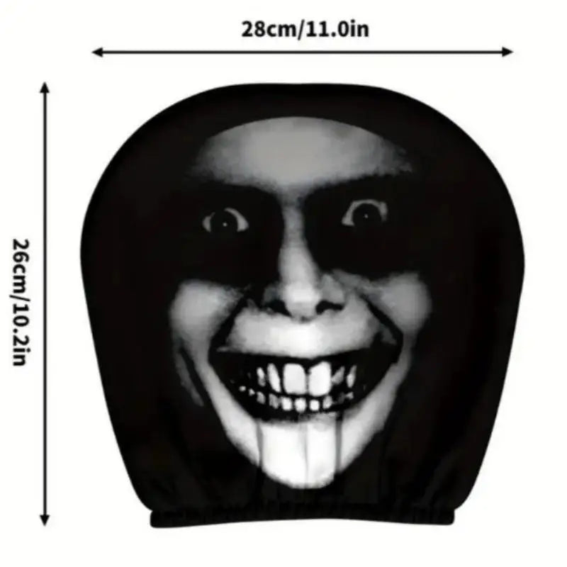 2pcs Face Printed Car Pillowcase Soft Comfortable Decorative Cushion Cover Auto Seat Headrest Washable Polyester Fabric Oasis Select