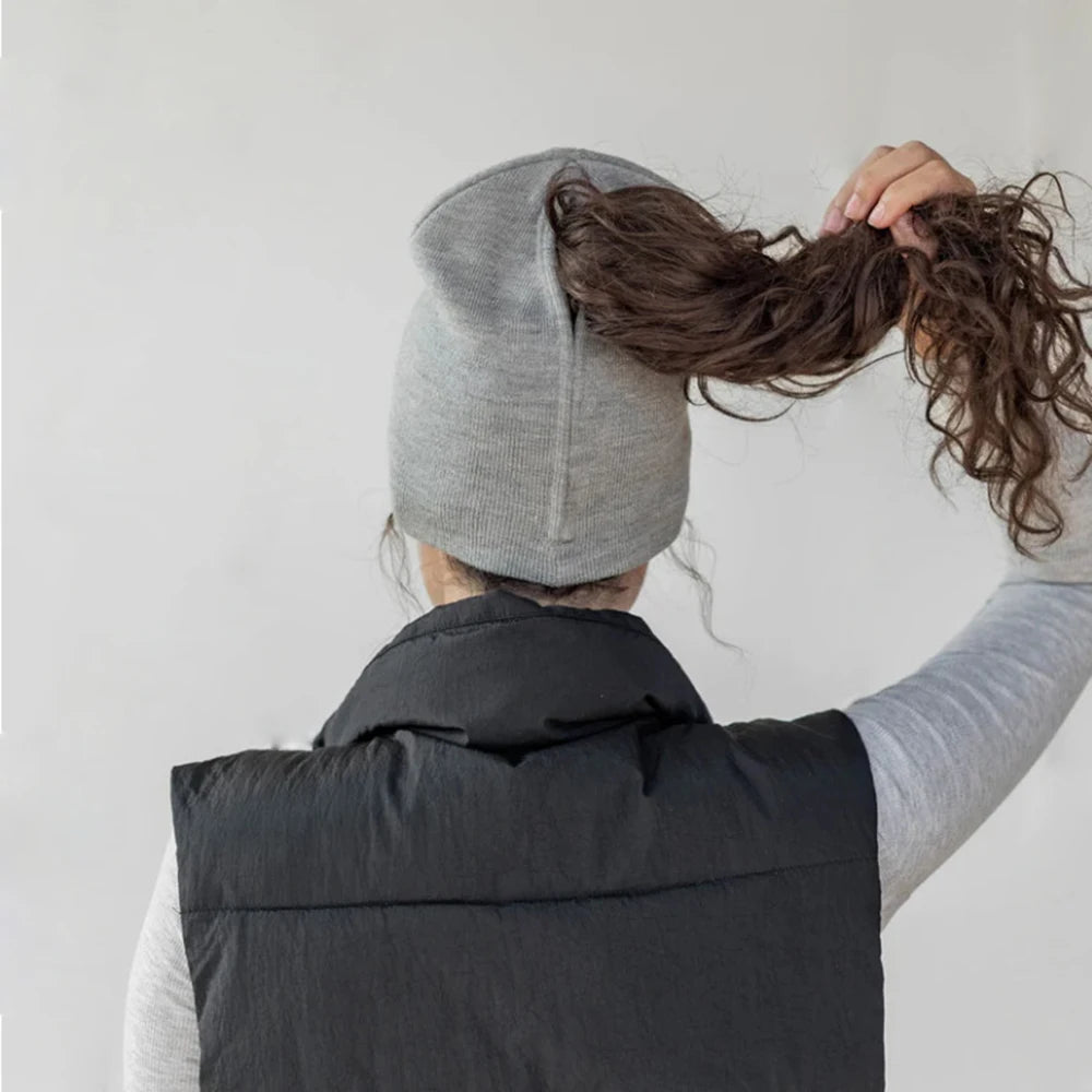 Magnetic cap with open ponytail knitted cap, sports yarn cap, pullover cap, women's cap, automatic magnetic cap, lightweight Oasis Select