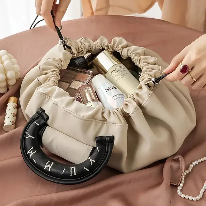 Travel Cosmetic Bag Drawstring Pull Out Large Capacity Cosmetic Brush Bag Women'S Travel Cosmetic Storage Bag With Handle Oasis Select
