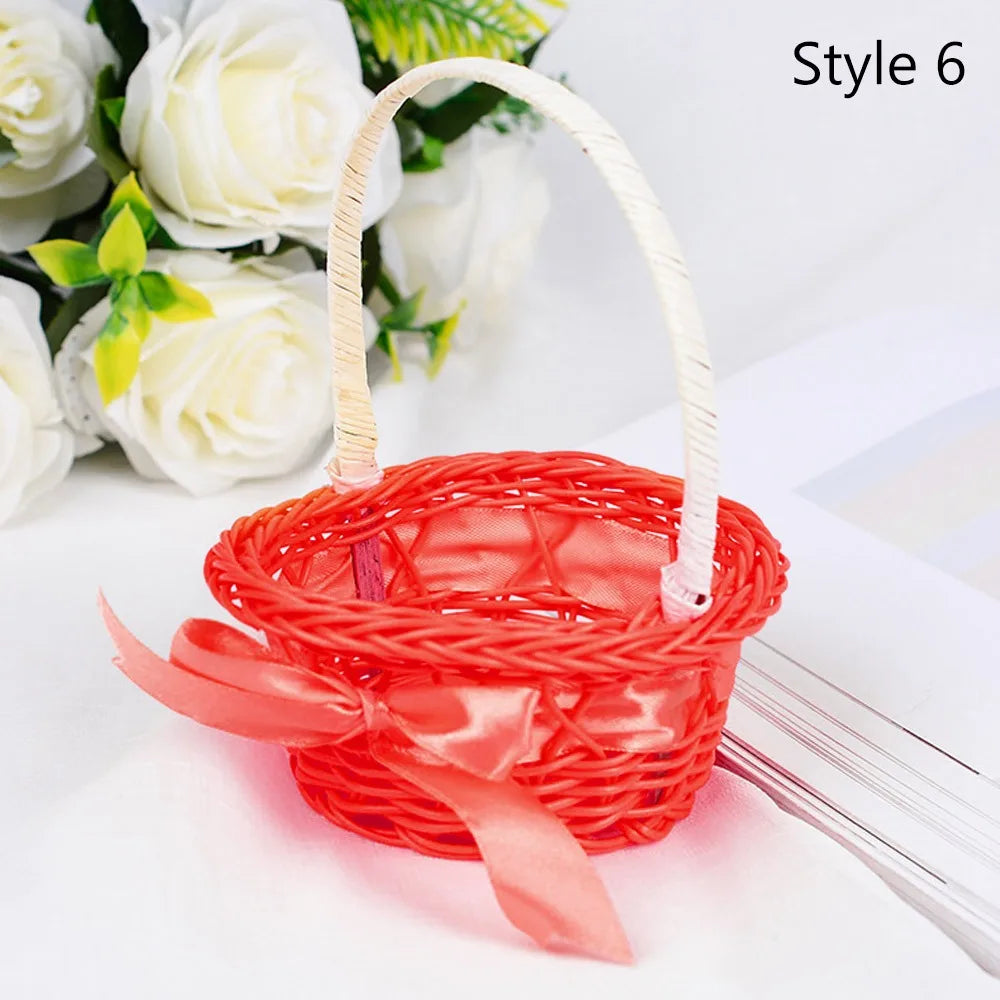 Hand-Woven Rattan Wicker Basket – 8 Colors Handheld Storage