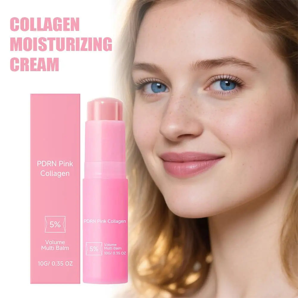 Collagen Pink Multi Balm Stick Deep Hydrating Moisturizing Wrinkle Bounce Lifting Facial Cream Korean Skin Care & Makeup Base Oasis Select