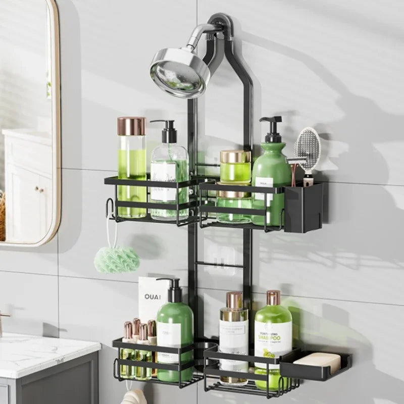 Bathroom rack Shower room hanger No punching faucet shower rod hanging basket Bathroom wall-mounted storage rack Oasis Select