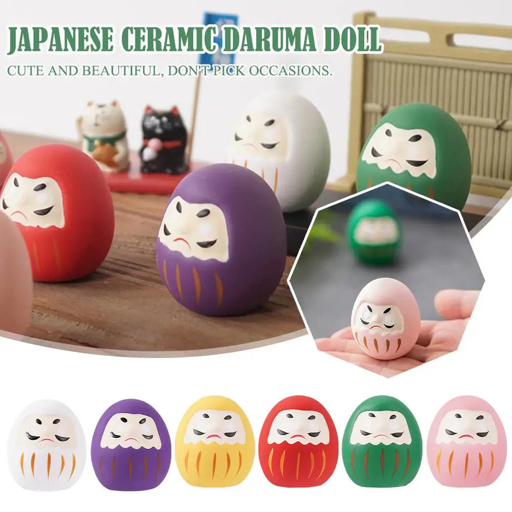Japanese Ceramic Daruma Doll – Lucky Charm Fortune Ornament