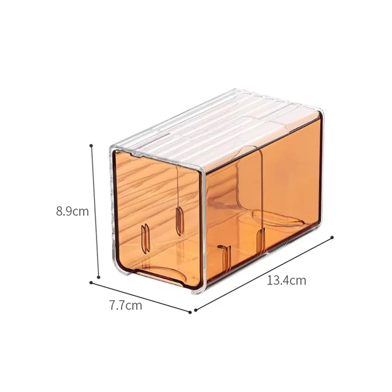 WISH Wall-Mounted Cotton Pad And Swab Organizer Box, Punch-Free Transparent Plastic Cosmetic Storage Container With Drawer Oasis Select