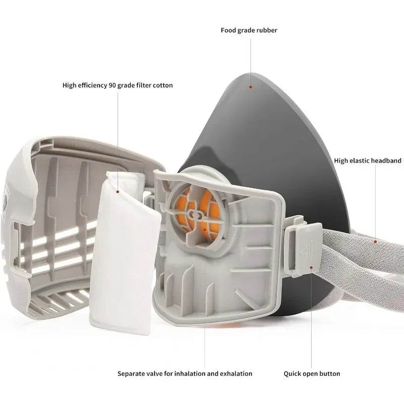 Industrial Dust Mask Reusable with Filter Cotton Dust Respirator Half-face Industrial Construction Anti-smog Safety Gas Mask Oasis Select