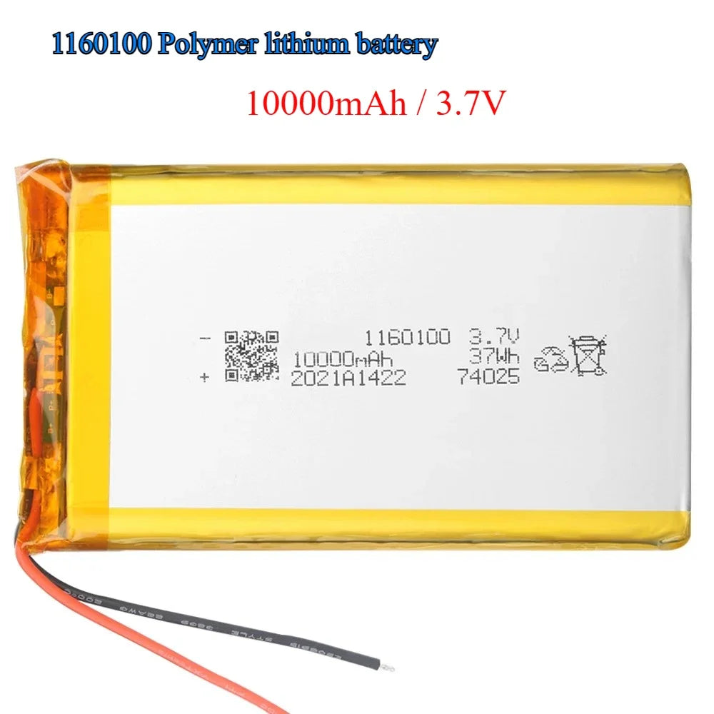 1160100 High Capacity 10000mah 3.7V Thickness 11mm Lipo Battery Rechargeable Flat Battery Laptop Batteries Power Bank Oasis Select