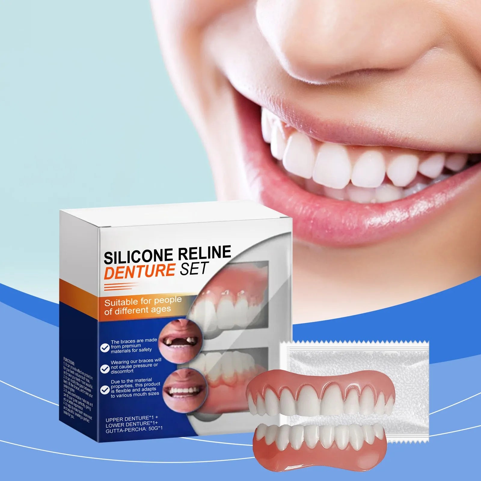 New Denture Silicone Kit Denture Silicone Liners Soft Denture Kit Soft Denture Kit Teeth Upper And Lower Set Easy Use Oasis Select plain