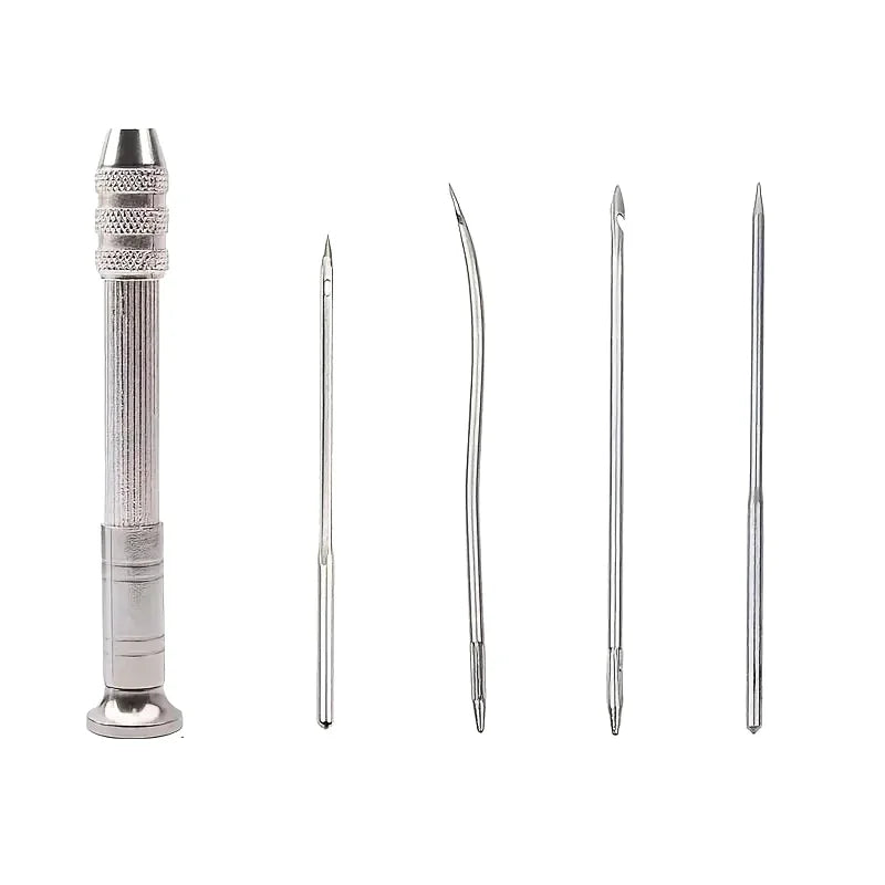 Leather Sewing Needles Kit, Set Contains Silver Leather Sewing Awl, 4 Piece Needle Suitable for Leather Canvas Tent Oasis Select Awl with 4 Needles