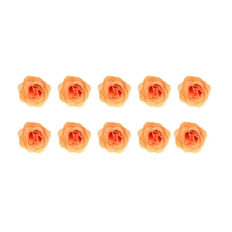 10Pcs Fairy Simulation Crystal Rose DIY Fake Flower Heads Valentine's Day Sparkling Rose Family Atmosphere Decoration Oasis Select Orange 10Pcs
