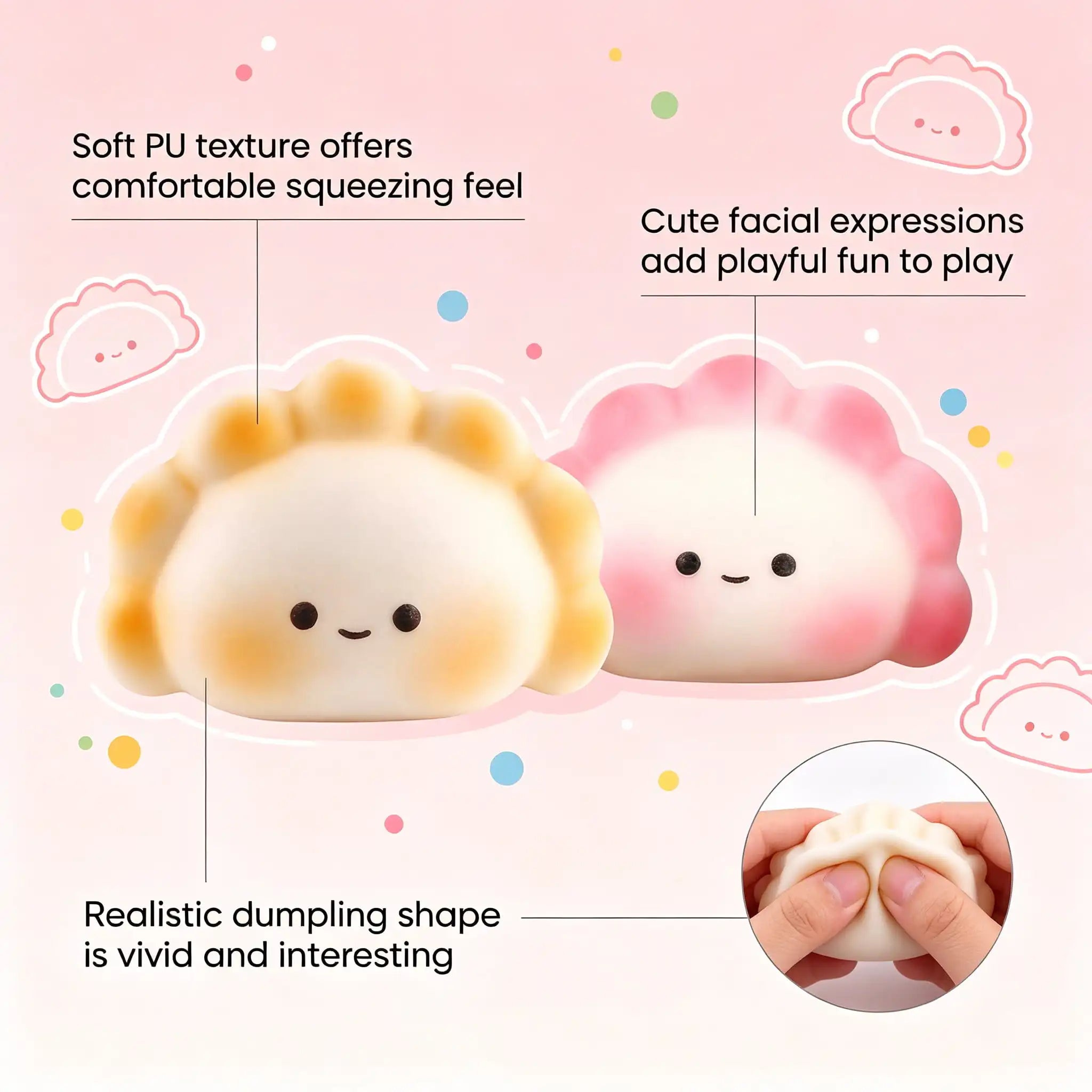 Cute Dumpling Toys Sensory Stress Reliever Fidget Tool for Anxiety &focus Desk Sensory for & Anti-Anxiety Squeeze Party gift Oasis Select