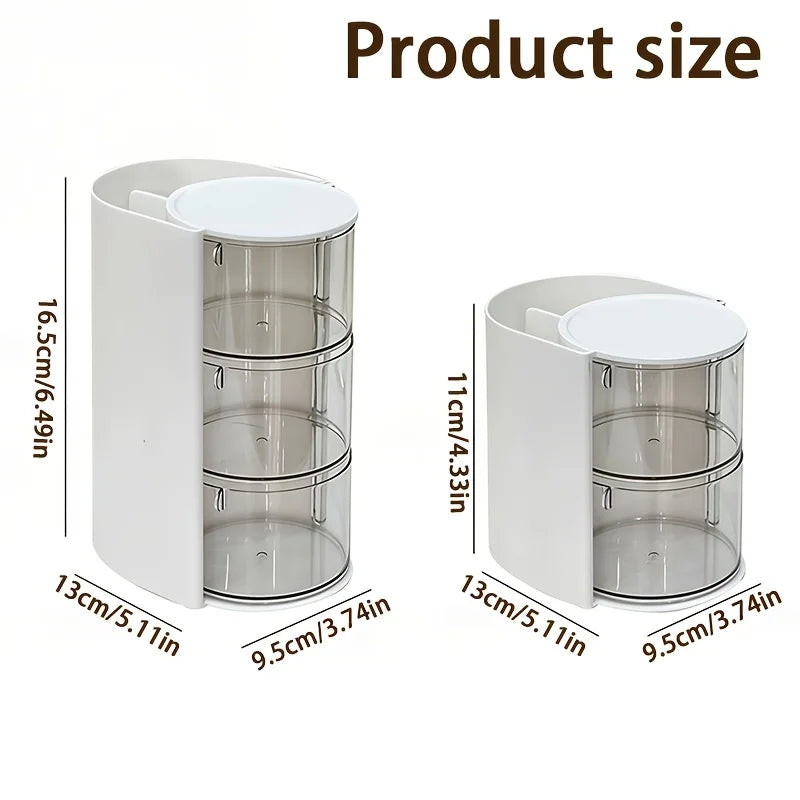 3 Tier Rotating Makeup Organizer Holder With Dustproof Lid Clear Acrylic Cosmetic Storage For Brushes Produce Box Clothes Oasis Select