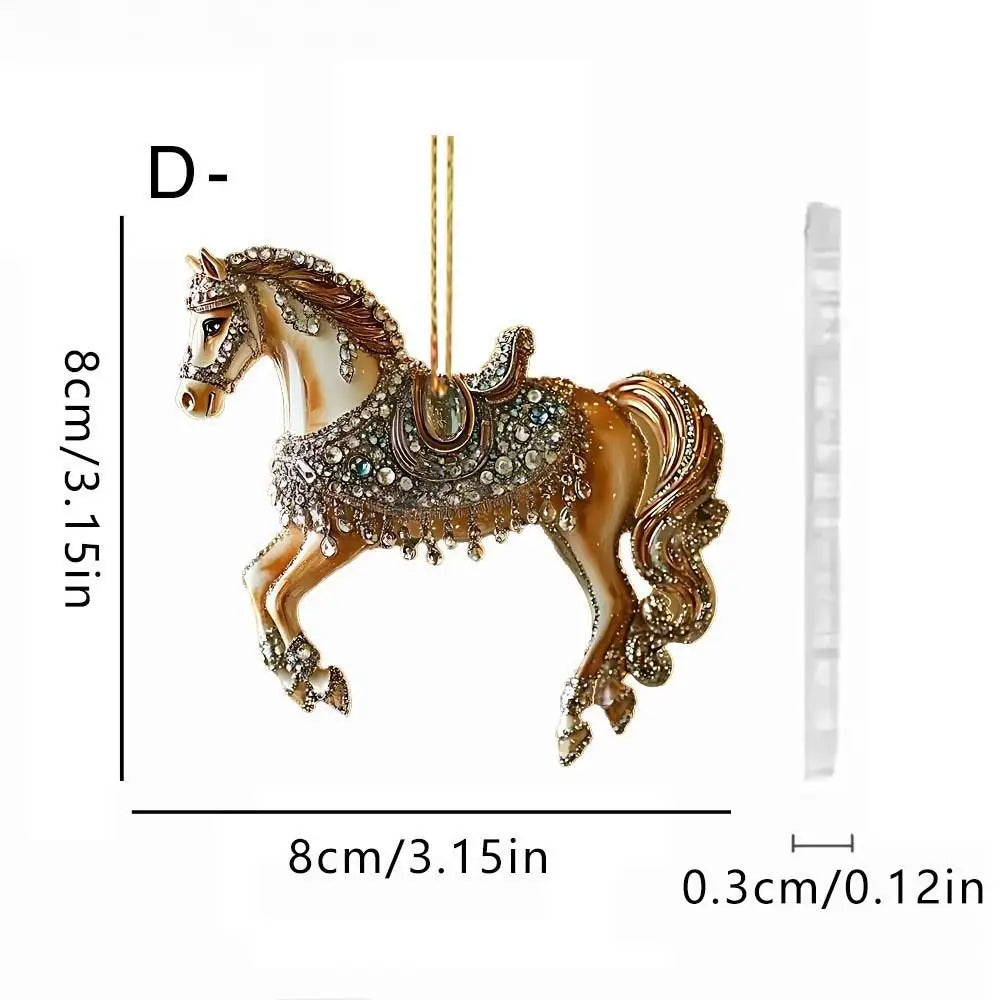 Golden Acrylic Horse Keychain Pendant – Car & Bag Charm Gift