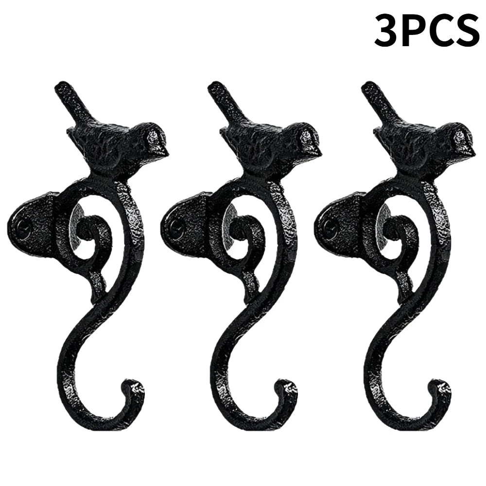1-3Pcs Retro Bird Shaped S-Hook Heavy Duty Hanging Hook Multifunctional Organizer for Clothes Keys Garden Patio Home Decor Oasis Select 3PCS