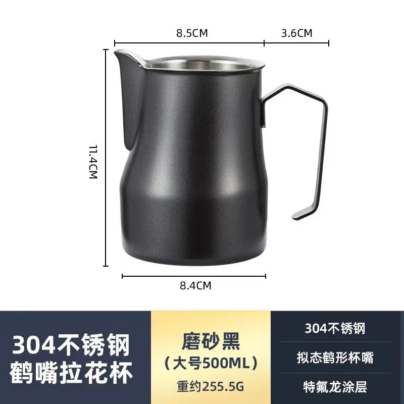 350/500ml Milk Frothing Pitcher Steaming Pitchers Professional Milk Foam Jug Latte Art Making Tools Home Barista Accessories Oasis Select Black-500ML