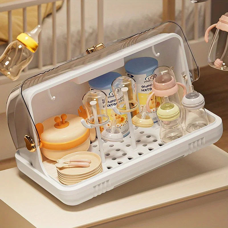 1 baby bottle storage box drain dust proof with lid baby tableware drying rack Water cup storage box (free drain rack) Oasis Select