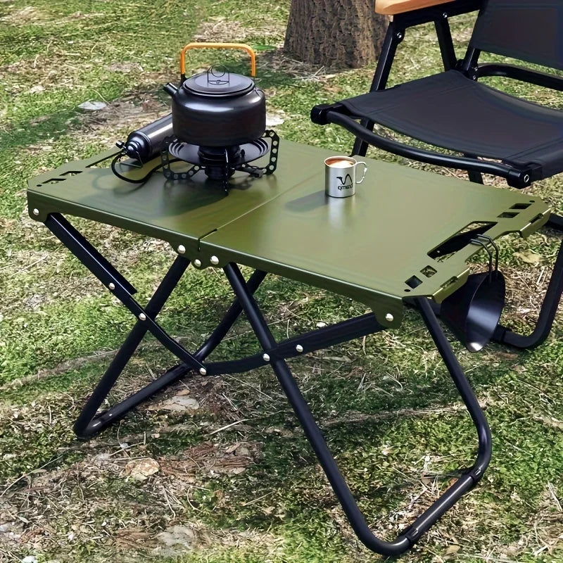 Lightweight Carbon Steel Portable Foldable Camping Table - Multipurpose BBQ & Picnic Table for Outdoor Travel, Hiking & Camping Oasis Select green