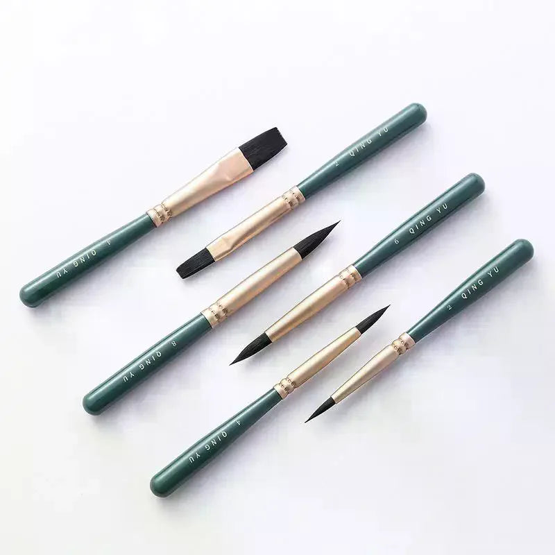 6pcs Nylon Multi-Functional Paintbrushes Watercolor Brush Mini Fresh Green Brush For Students Art Painting School Office Supplie Oasis Select