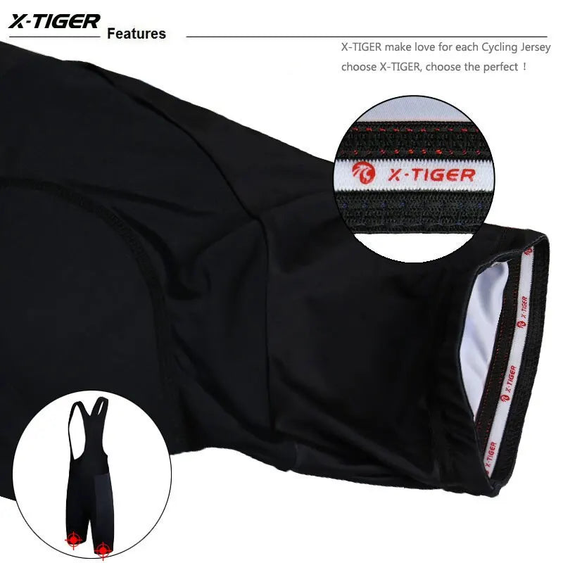 X-TIGER Cycling Bibs Shorts Bike Tights Triathlon 5D Gel Padded Pro Lycra Bicycle Shorts Breathable Man Mountain Biking Shorts Oasis Select