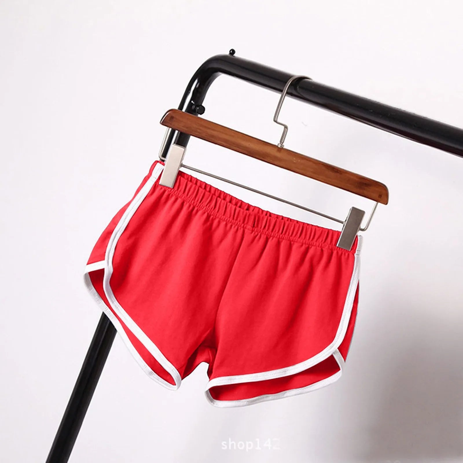 Sports Shorts Women Summer New Candy Color Anti Emptied Skinny Shorts Casual Lady Elastic Waist Beach Correndo Short Pants Oasis Select Red XL