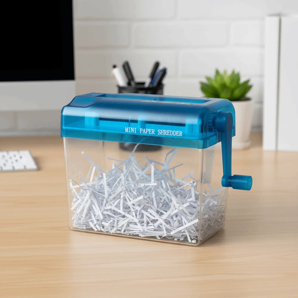Portable Mini Manual Paper Shredder Transparent Hand Crank Paper Sharper Non-slip Base ABS Document Destroyer Bills Oasis Select