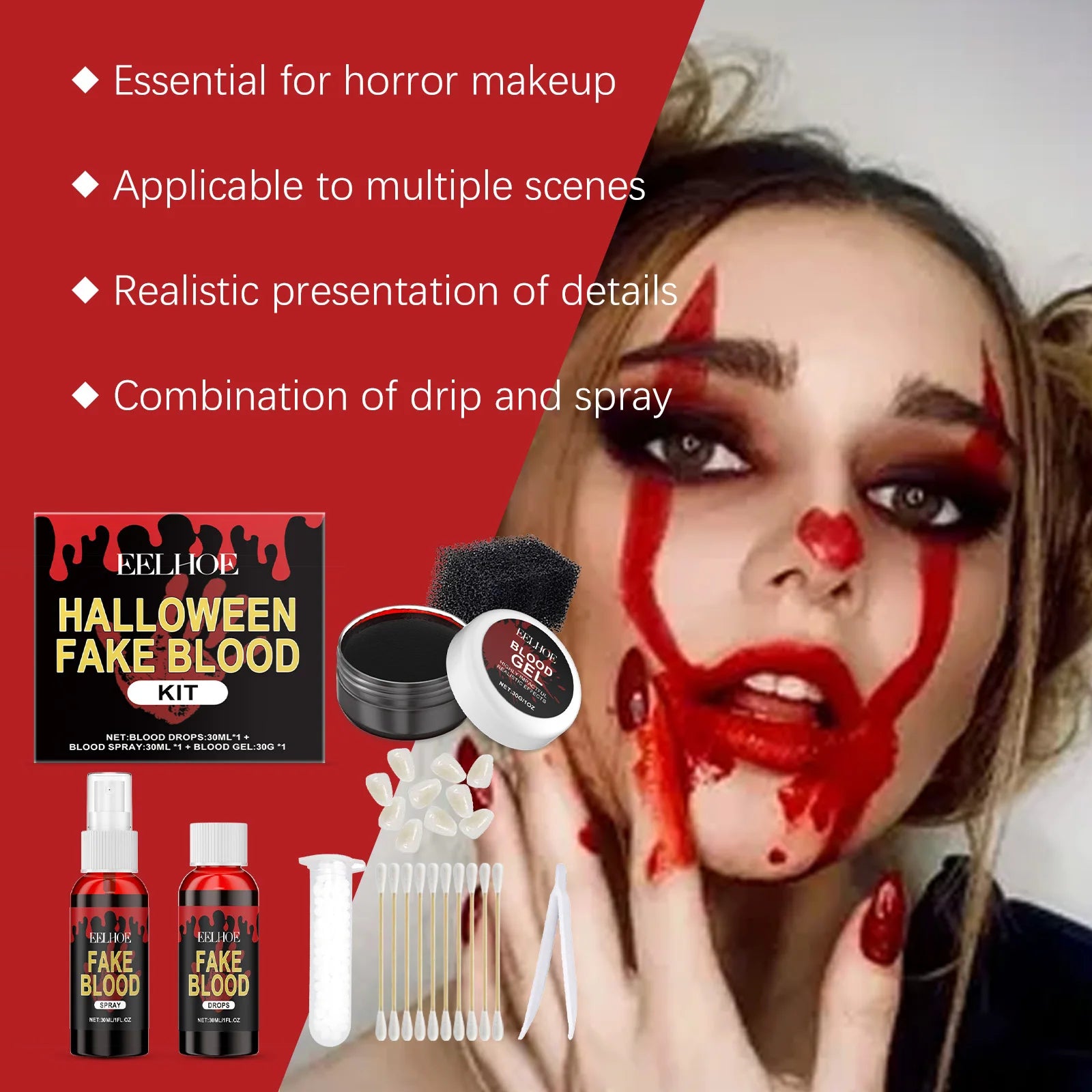 Halloween Fake Blood Set – Realistic SFX Body Paint Makeup
