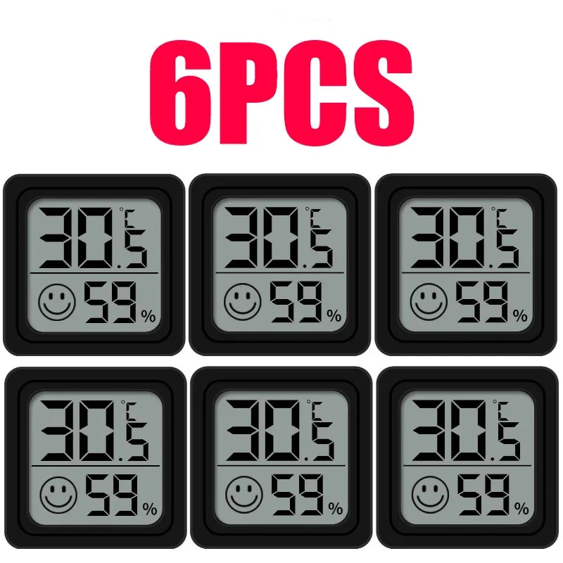 6PCS Mini Digital Thermometer Hygrometer Indoor Temperature LCD Electronic Monitor Hygrometer Outdoor Room Baby Oasis Select 6PCS-Black