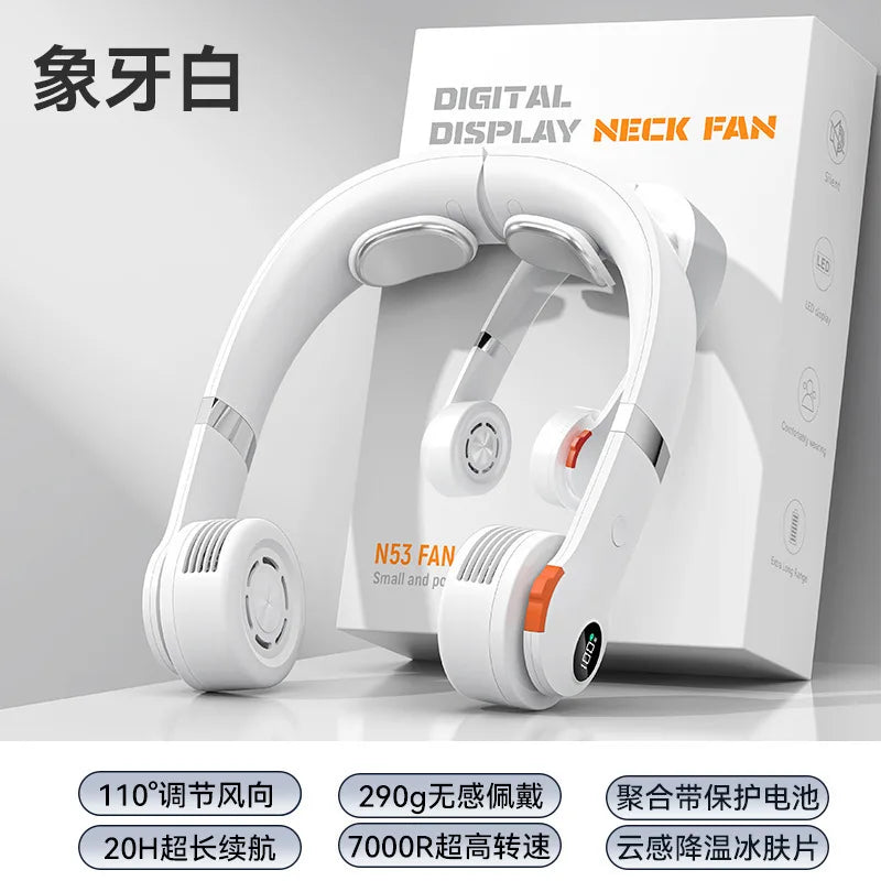 Bladeless Neck Fan – Digital Display, 20Hr Battery, USB-C