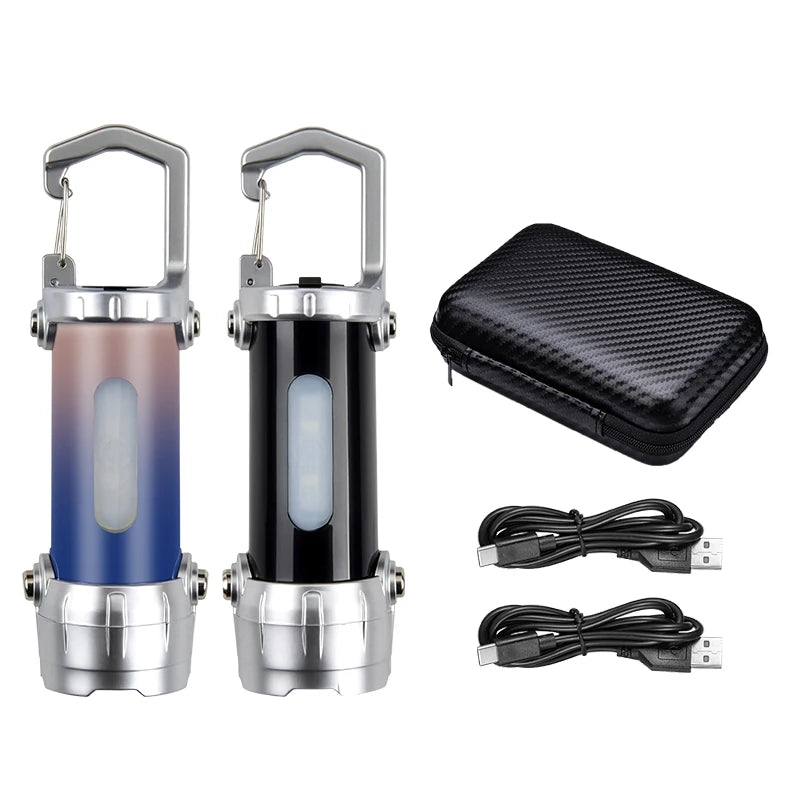 Mini COB Keychain Flashlight USB-C Rechargeable | Red Blue Strobe