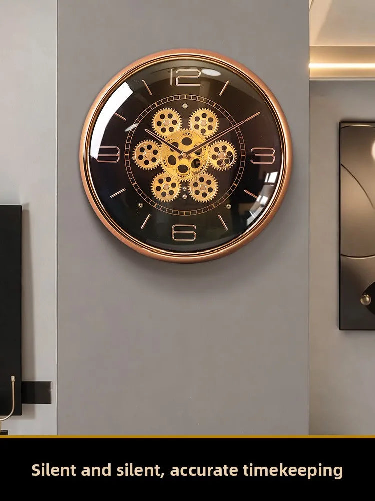 New Creative Wall Clock for Living Room Mechanical Light Luxury Wall-mounted Decorative Clock Without Drilling Oasis Select