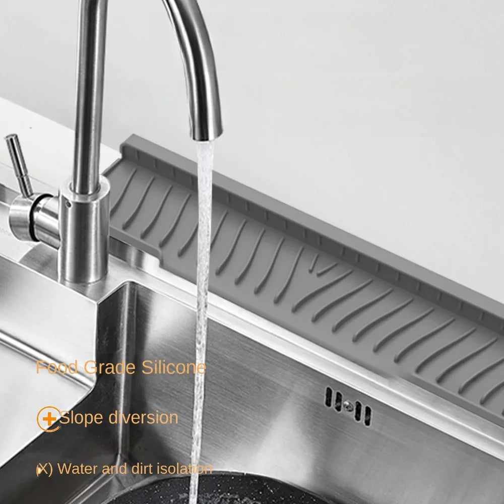 New Silicone Drain Mat 45cm Lengthen Anti-slip Kitchen Sink Holder Faucet Accessories Sink Splash Guard Farmhouse Decor Oasis Select