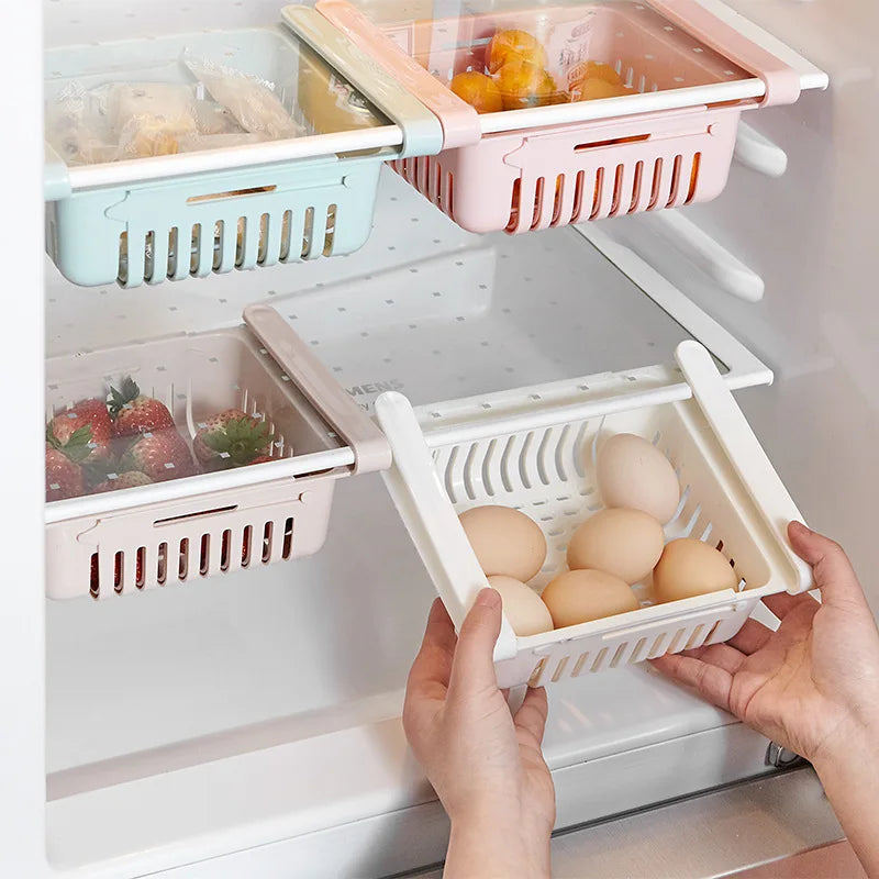 Adjustable Retractable Fridge Storage Rack & Drawer Organizer Fridge Storage Rack Oasis Select