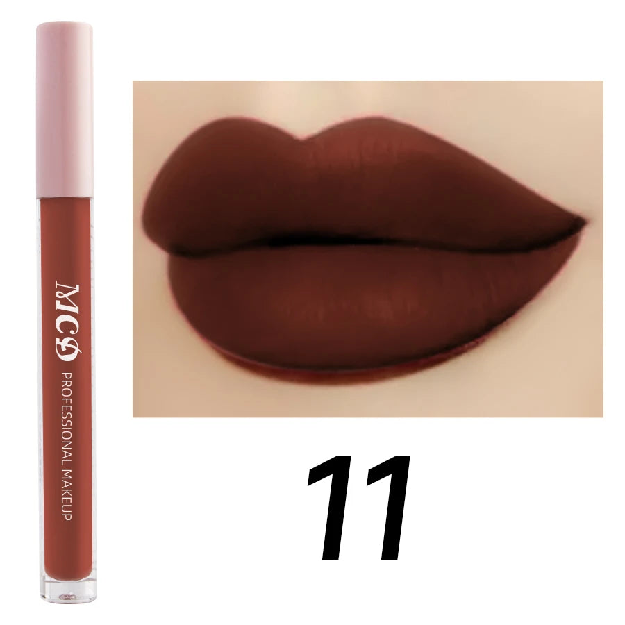 MCD Dark Brown Matte Velvet Liquid Lipstick – Waterproof Lip Gloss