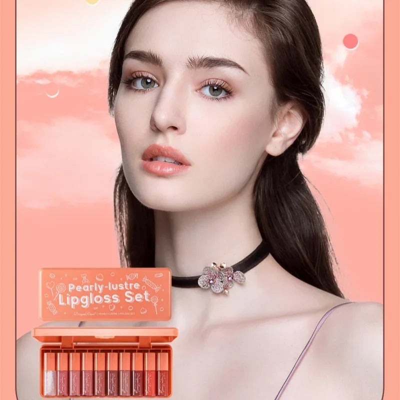 Dragon Ranee 10-Pc Pearlescent Lip Gloss Set – Waterproof