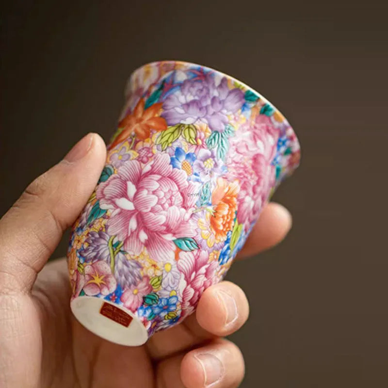 Chinese Style Enamel Ceramic Master Cup Single Cup Women's Tea Set Tea Cup Personal Tea Ceremony Cup Oasis Select