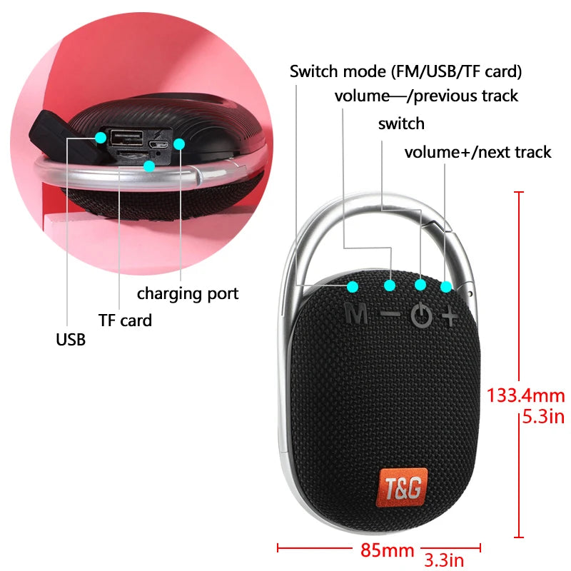 T&G TG321 Portable Bluetooth 5.0 Speaker | FM, Waterproof
