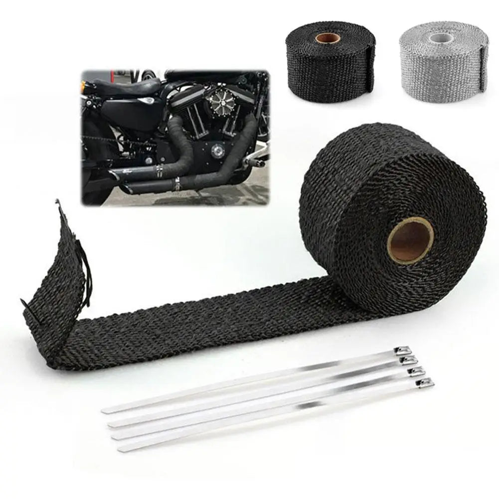Car Motorcycle Exhaust Pipe Wrapping Tape 10M Heat Insulation Tape Exhaust Header Thermal Band Heat Resistant Sealing Strap Oasis Select