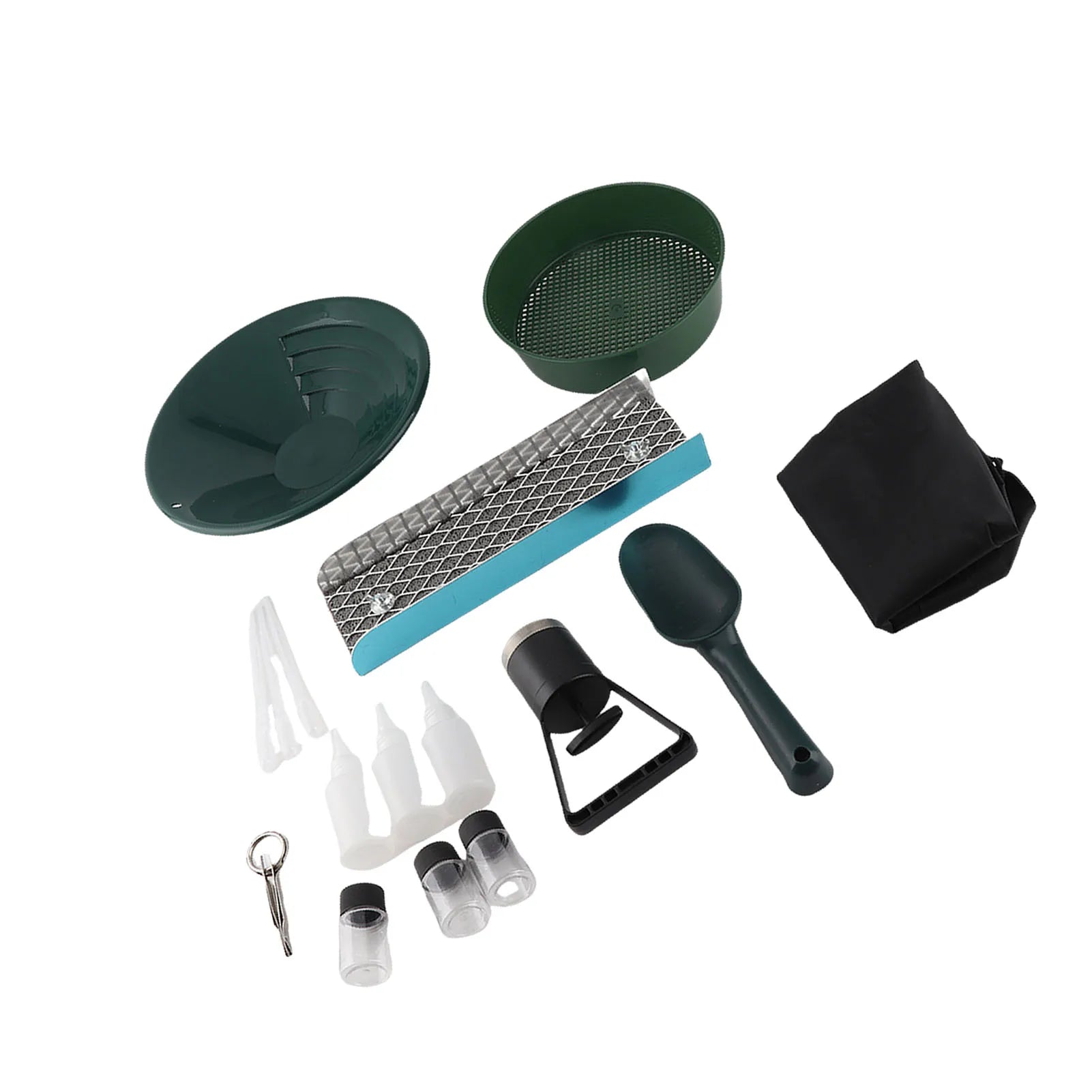 12 Inch Gold Panning Trough Aluminum Alloy Portable Sluice Box Prospecting Pan and Sieve Kit Drawstring Backpack Oasis Select