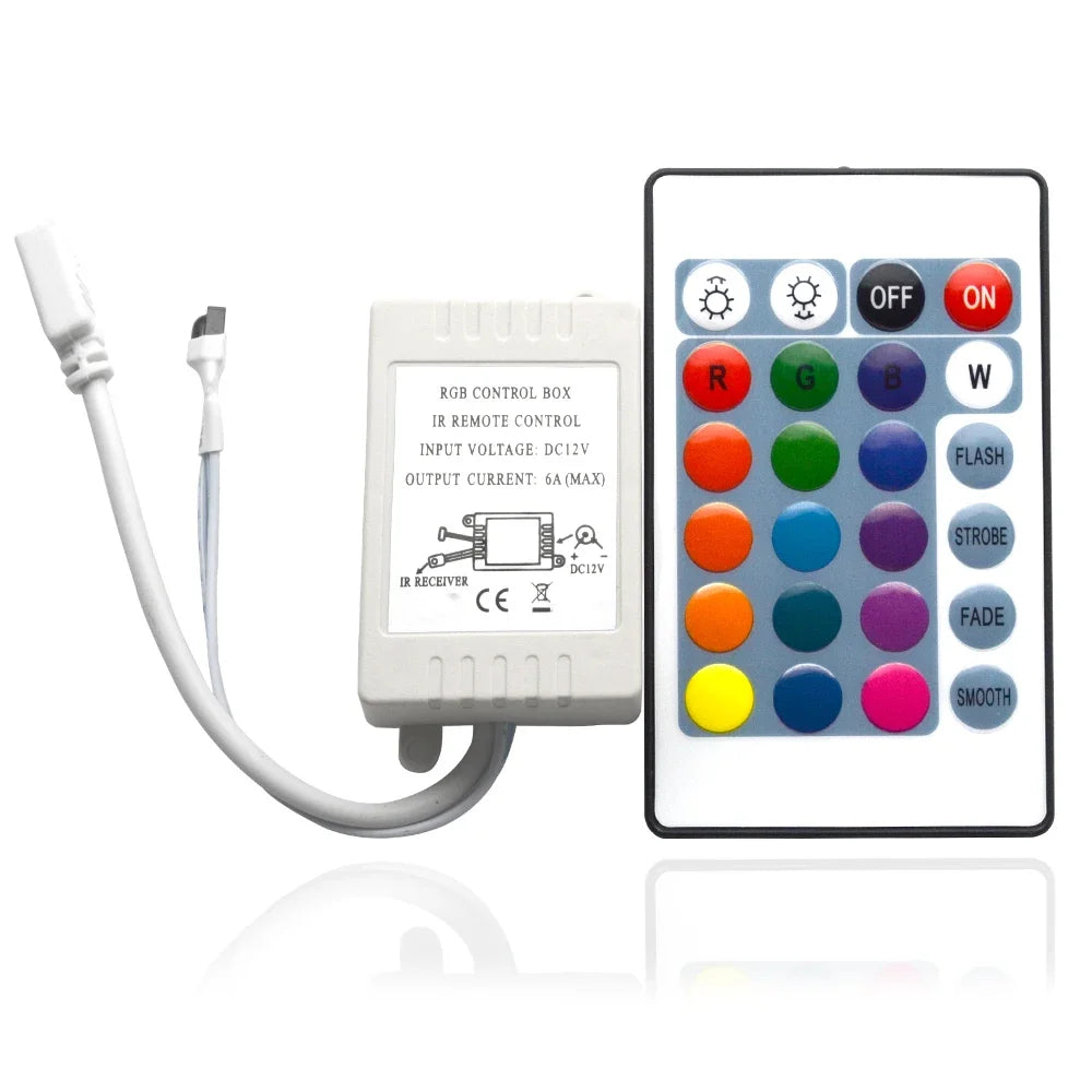 24-Key IR Remote RGB LED Strip Controller – DC 12V