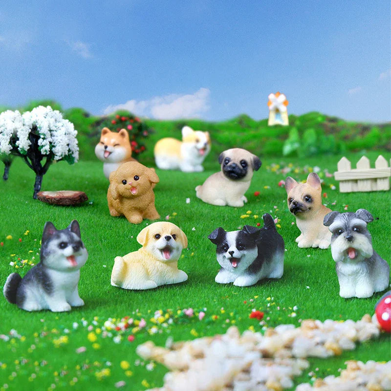 Resin Small Dog Figurine, Miniature Bonsai, Fairy Garden, Microlandscape, Crafted, Decorative Pet Statue, 1Pc Oasis Select