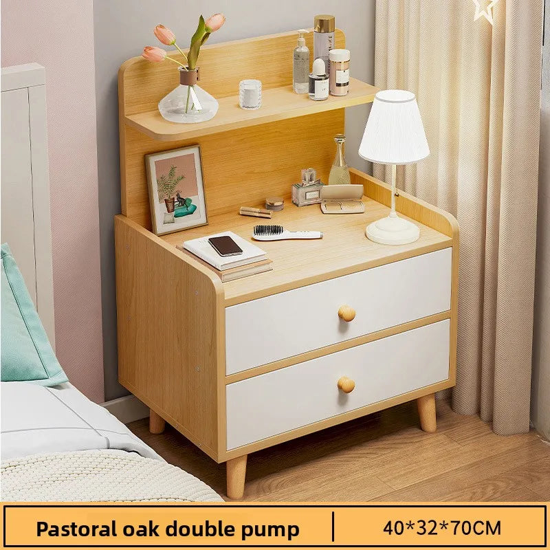 Multi-functional Household Goods Bedside Table Wide Small Chest Cabinet Multi-layer Locker With Drawers Small Cabinet Oasis Select Double draw B