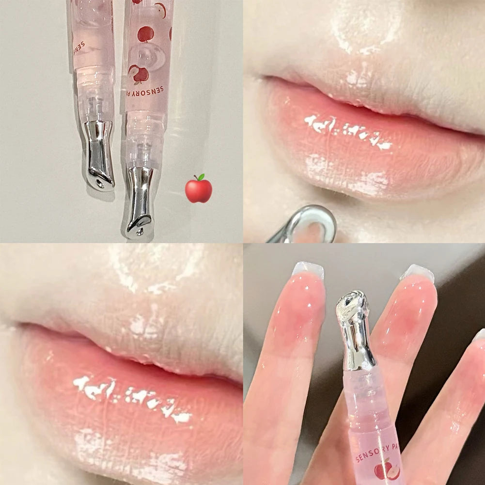 Hydrating Fruit Lip Oil Moisturising Non-sticky Plumping Grape Lip Gloss Honey Transparent Essence Lip Balm Cosmetics Care Oasis Select Apple Flavor