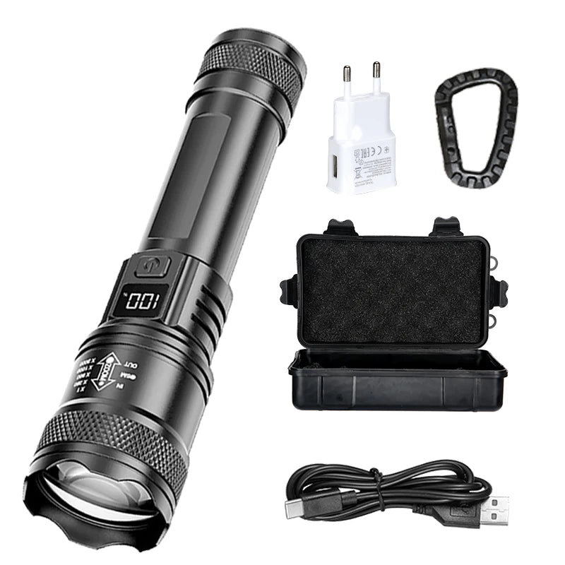 ZHIYU 2000LM LED Flashlight | Zoomable, LCD Display, IP67