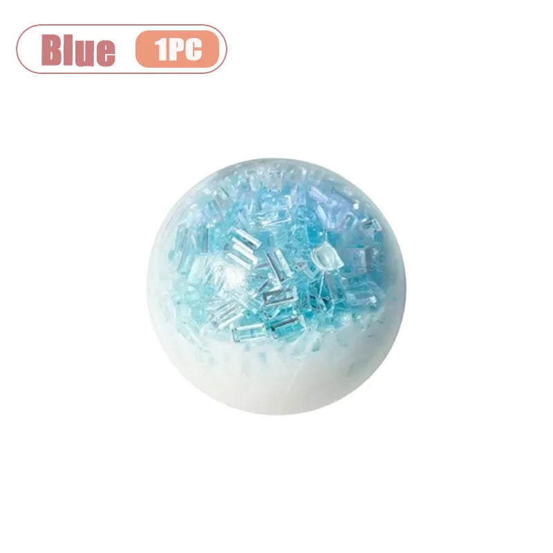 1-20PCS Crushed Ice Cream Soft Squishy Ball Stress Relief Handmade Decor Squeeze Decompression Fidget for Adult Oasis Select Blue-1PC