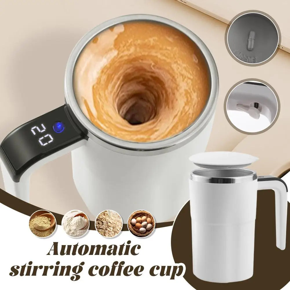 380ml Electric Self-Stirring Mug – USB Rechargeable Stainless Steel