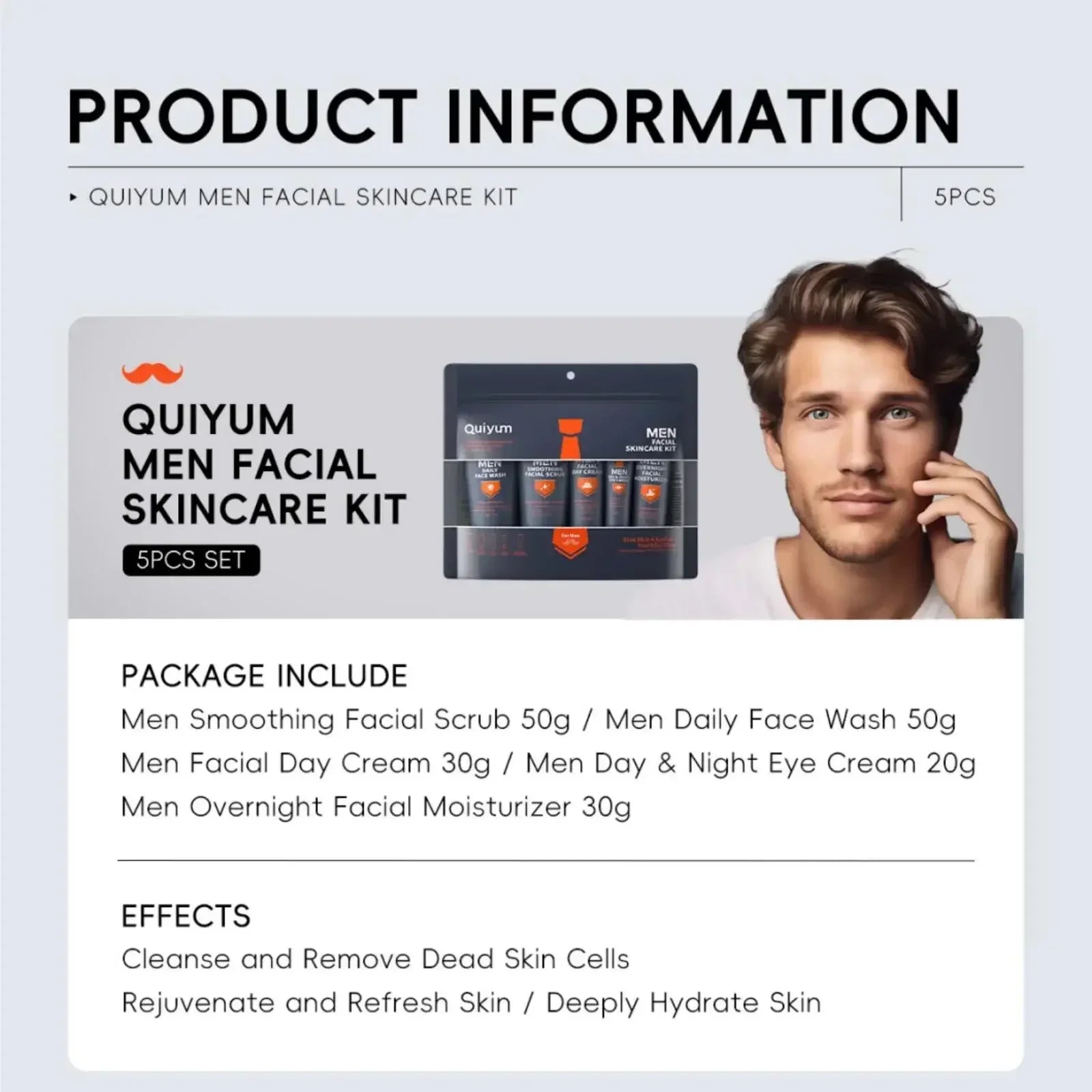 Professional Men Grooming Kit 5pcs Exfoliating Scrub Daily Moisturizer Day Night Cream Eye Treatment Set Healthy Skin Care Oasis Select