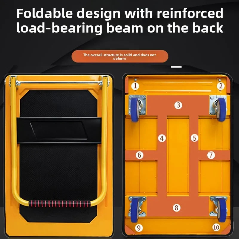 Multi-functional Silent trolley Steel trolley Pull goods Folding flatbed truck Small trailer Truck Supermarket storage Oasis Select