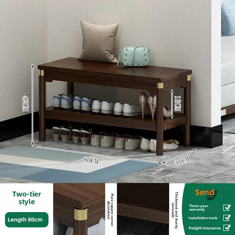New Chinese-style shoe change stool, shoe stool at the door simple bench stool at home, shoe rack shoe store shoe test stool Oasis Select Second floor 80cm